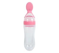 Biberon pour bb, biberon en Silicone 1Pc 90mL pour bb en bas age avec cuillre(rose)