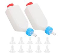 Biberon Suspendu Inversé pour Agneaux, 800ml, Abs, Tétines | Conception Épaisse, Anti-basculement, Gain de Place, pour Bergeries et Parcs Bovins, Blanc