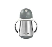 Biberon/Tasse d'apprentissage/Gourde Bébé 2 en 1 - Tasse Paille Enfant - Inox 100% étanche - Anti-fuite - 250ml - Vert sauge