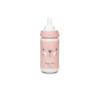 Biberon Verre Tétine Ronde 3 Vitesses - Moustache - Rose - 240ml Rose