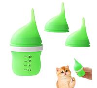 Biberons d'allaitement pour chaton, biberons pour chiot - Design anti-étouffement - 2 tétines en silicone supplémentaires remplaçables pour un remplacement pratique - Vert