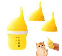 Biberons d'allaitement pour chaton, biberons pour chiots allaitants, design anti-étouffement, avec 2 tétons en silicone remplaçables supplémentaires pour un remplacement pratique (jaune)