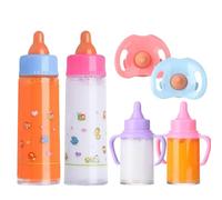 Biberons de poupée avec tétines 6 pièces/ensemble biberons simulés pour poupées avec du lait ou du jus qui disparaît accessoires de poupées jeu, pour enfants, Style 2 | Bouteille en plastique