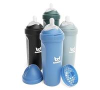 Biberons doubles anti-coliques Herobility - 12 fl oz/340ml - Lot de 4 - Biberons multicolores - Denim, Schwarz, Dunkelgrün, Grau