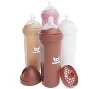 Biberons doubles anti-coliques Herobility - 12 fl oz/340ml - Lot de 4 - Biberons multicolores - Sand, Waldmurmeltier, Rosa, Weiß