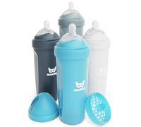 Biberons doubles anti-coliques Herobility - 12 fl oz/340ml - Lot de 4 - Biberons multicolores - Weiß, Grau, Eisenblau, Blau
