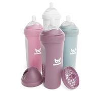 Biberons doubles anti-coliques Herobility - 12 fl oz/340ml - Lot de 4 - Biberons multicolores - Weiß, Grau, Rosa, Weißdornrose