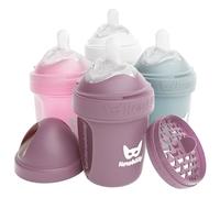 Biberons doubles anti-coliques Herobility - 140 ml - Lot de 4 - Biberons multicolores - Weiß, Grau, Rosa, Weißdornrose