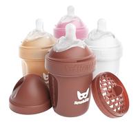 Biberons doubles anti-coliques Herobility - 5 fl oz/140ml - Lot de 4 - Biberons multicolores -Sand, Waldmurmeltier, Rosa, Weiß