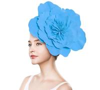 Bibi avec fleur, grand chapeau floral pour femme, bandeau floral 3D, grand bandeau floral, élégant accessoire de cheveux vintage pour femme, pour thé, mariage, célébration, bleu clair