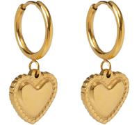 Bibi Bijoux Bibi Bijoux Gold Tone Heart Charm Stainless Steel Hoop Earrings
