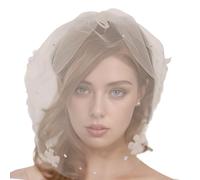 Bibi blanc avec perles ornées de strass et voile blanc réglable pour mariage, événement, tulle, décoration de cheveux pour fêtes