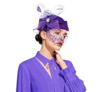 Bibi d ' événement avec voile en et décor, Purple | Voile en, décor garni de plumes, couvre-chef de Costume de petit chapeau pour les Banquets et le