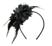 Bibi de mariage pour femme, chapeau bibi à plumes avec pince à bandeau, bandeau à plumes florales pour cocktail, jardin, thé, fête d'anniversaire, accessoire de coiffure, Noir , 1 count (Pack of 1)