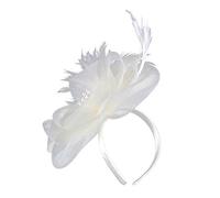 Bibi de thé britannique pour femme avec serre-tête crayon, blanc, Taille unique