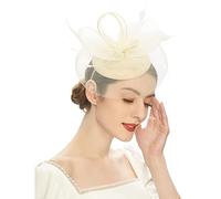 Bibi élégant pour femme - Chapeau de mariée - Chapeau bibi à plumes et fleurs - Style vintage des années 20 - Pour femme et fille