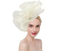 Bibi Mariage Femme Elégant Chapeau de Voilette Banquet Fascinator Hat Vintage Epingle à Cheveux Chic Coiffe de Mariée à Grande Fleur Serre-tête Béret de Derby Ascot pour Cocktail Eglise Funérailles