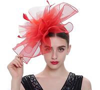 Bibi Mariage Femme Elégant Chapeau de Voilette Banquet Fascinator Hat Vintage Epingle à Cheveux Chic Coiffe de Mariée à Grande Fleur Serre-tête Béret de Derby Ascot pour Cocktail Eglise Funérailles