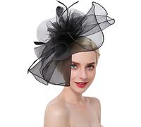 Bibi Mariage Femme Elégant Chapeau de Voilette Banquet Fascinator Hat Vintage Epingle à Cheveux Chic Coiffe de Mariée à Grande Fleur Serre-tête Béret de Derby Ascot pour Cocktail Eglise Funérailles
