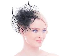 Bibi Mariage Femme Petit Chapeau Nuptiale Mariée Vintage Fascinator Hat Elégant Serre Tête Bandeau Pince Plume Fleur Accessoire Cheveux Coiffure pour Mariage Cocktail Photographie Derby Soirée Fête