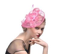 Bibi pour femme - Accessoire de cheveux pour mariage - Pince à cheveux - Bandeau - Pour fête de thé - Accessoire de cheveux pour cocktail, Halloween, fête de la bière, gothique, Rose, Taille unique