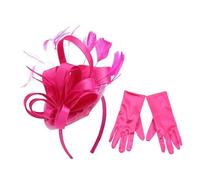 Bibi pour femme avec gants, bandeau à plumes florales, pour cocktail