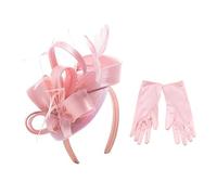 Bibi pour femme avec gants, bandeau à plumes florales, pour cocktail