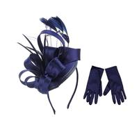 Bibi pour femme avec gants, bandeau à plumes florales, pour cocktail