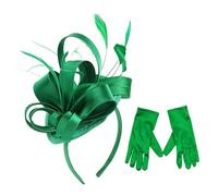 Bibi pour femme avec gants, bandeau à plumes florales, pour cocktail