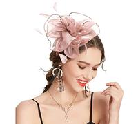 Bibi pour femme - Bandeau en tulle - Plumes sur une seule pièce - Vintage et élégant - Pour cocktail, thé, fête, mariage, bal de promo, course de chevaux (taille unique)