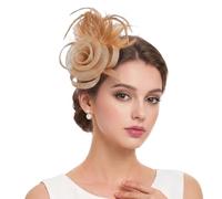 Bibi pour femme, bandeau fleur en maille avec clip, accessoire de cheveux vintage pour mariage, Ascot, cocktail, thé, église, mariée, femme (jaune)
