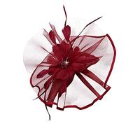Bibi pour femme - Chapeau de mariage - Chapeau à clip - Voile - Bandeau - Tea Party - En maille - Pour l'église, Halloween, cocktail, club, Bordeaux, Taille unique