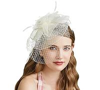 Bibi pour femme - Chapeau de mariage - Clips - Voile - Bandeau - Tea Party - En maille - Pour l'église, Halloween, cocktail, club, Blanc., Taille unique