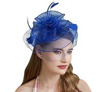 Bibi pour femme - Chapeau de mariage - Clips - Voile - Bandeau - Tea Party - En maille - Pour l'église, Halloween, cocktail, club, bleu, Taille unique