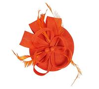 Bibi pour femme - Fleurs - Plumes - Clip - Bandeau à plumes - Accessoire de cheveux pour carnaval, église, mariage, cocktail, club, fascinators, cocktail, thé (orange, taille unique)