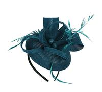 Bibi pour femme - Fleurs - Plumes - Clip - Bandeau à plumes - Accessoire de cheveux pour carnaval, église, mariage, cocktail, club, fascinators, cocktail, thé (vert, taille unique)
