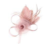 Bibi pour mariage, chapeau bibi avec fleurs en maille, rubans et plumes sur un bandeau et une pince fourchue, couvre-chefs pour filles et femmes