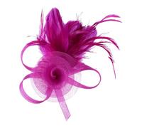 Bibi pour mariage, chapeau bibi avec fleurs en maille, rubans et plumes sur un bandeau et une pince fourchue, couvre-chefs pour filles et femmes