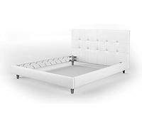BIBI RELAX Lit Double avec tête de lit, Made in Italy, Structure en Bois et éco-Cuir, 172x203xh100 cm, Couleur Blanc