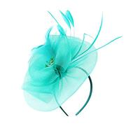 Bibi rétro élégant pour femme, en maille, plumes, bijou de cheveux pour fête, église, mariage, cocktail, club - Noir (vert, taille unique)