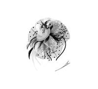 Bibi vintage en forme de plume pour femme, style rétro, voile en maille, serre-tête, accessoire de coiffure, accessoire de coiffure, fête, club, noir + blanc