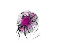 Bibi vintage en maille pour femme - Accessoire de coiffure - Pour fête de mariage - Noir + rose, noir + rose rouge