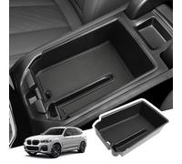 BIBIBO Boîte de rangement pour BMW X3 G01 / BMW X4 G02 / BMW iX3 - Organiseur de console centrale avec tapis antidérapant - Accoudoirs - Boîte à gants - Accessoires BMW X3 G01 - Noir