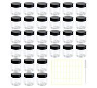 BiBiFly Lot de 30 Boites Hermetiques Rondes en Plastique Transparent avec Couvercles Noirs 60 ml