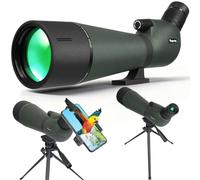 BIBIRE 25-75x80 Longues-Vues avec trépied pour l'observation des Oiseaux, BAK4 Longue-Vue coudée avec Adaptateur pour téléphone Longue-Vue pour la Chasse et l'observation de la Faune