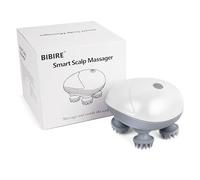 BIBIRE Masseur de Tête électrique, Masseur de Cuir Chevelu IPX7 Sans Fil avec 4 têtes de Massage, Masseur de grattoir de Tête Portable pour la Croissance des Cheveux et Relaxation du Stress