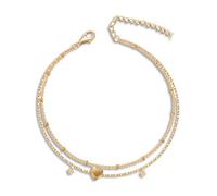 BIBITI Bracelet de cheville pour femme - En acier inoxydable argenté - Imperméable - Pour l'été - Paillettes - Cadeau de plage - Longue couche - Bracelet de surfeur, Eine Größe für alle, Métal, Pas de