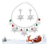 BIBITI Lot de 3 boucles d'oreilles de Noël pour femme - Boucles d'oreilles de Noël en argent - Flocon de neige - Perles de Noël - Pour fille - Pour fête de Noël, Eine Größe für alle, Alliages, Pas de