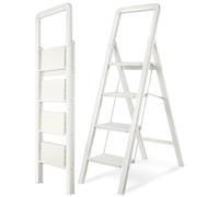 BIBKOKE Escabeau Pliable à 4 marches en Aluminium, antidérapant, Portable, Robuste pour la Maison et la Cuisine, Le Bureau, 150 kg