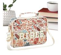 Bible Bags - Bandoulière Réglable, Lettres en Chenille, Organisateur Protecteur | Sac d'Étude Biblique à Motifs Fleurs avec Poignée - Pour Femmes Enseignantes Voyage Réunion Prière Baptême Baby